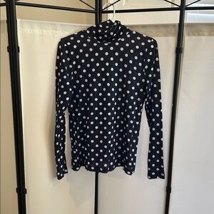 J. Crew Navy and White Polka Dot Top